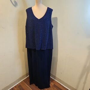 ONYX Nite Elegant Blue Sleeveless Evening  Floor Length Dress Plus Size 24